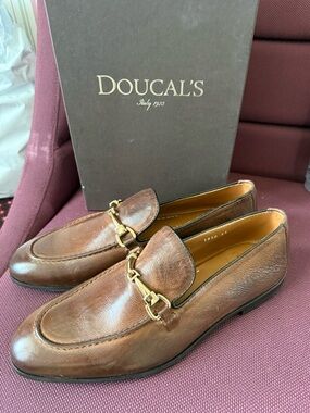 Doucal's Brown Leather Horsebit Loafers